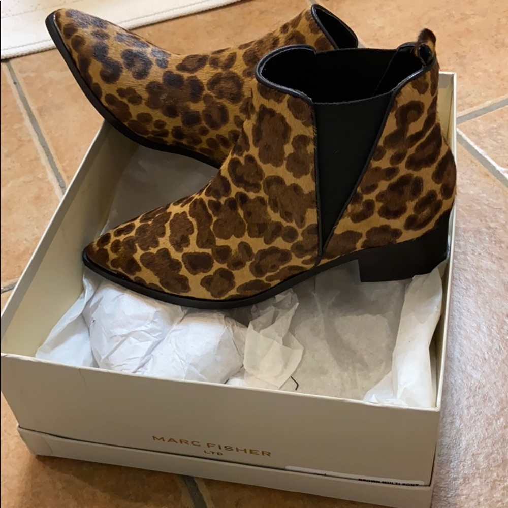SOLD BRAND NEW Marc Fisher fur cheetah Chelsea bootie